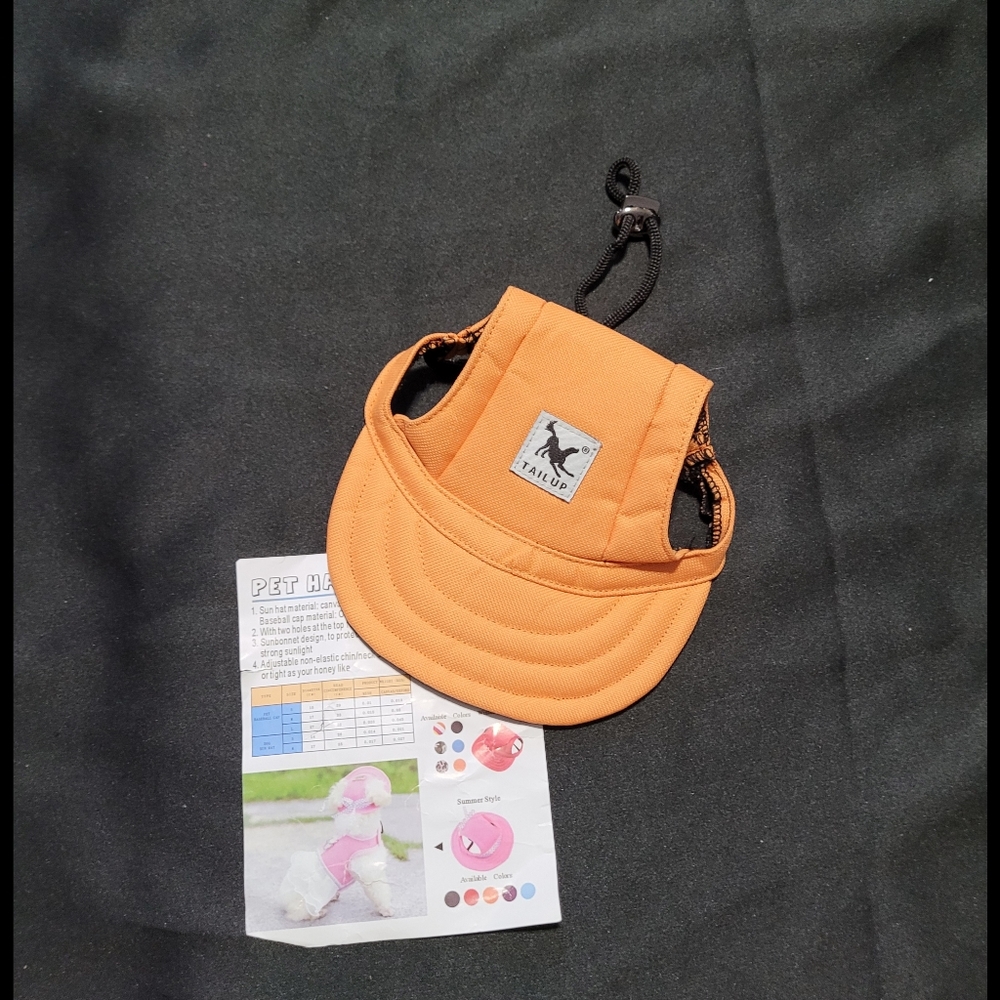 Cute NEW Tailup Orange Dog or Cat Cap~Hat~Medium~Adjustable Tie Hat